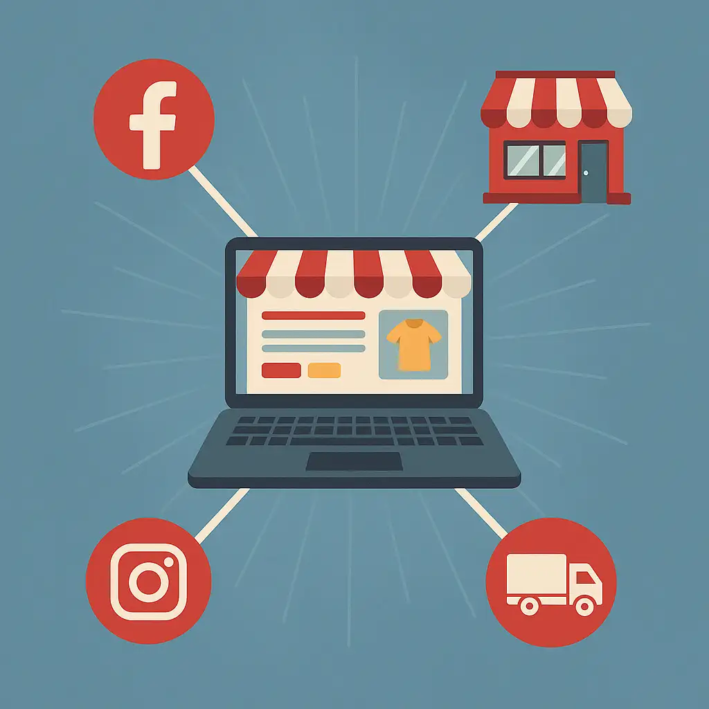Schematic diagram of online and offline multi-channel sales network